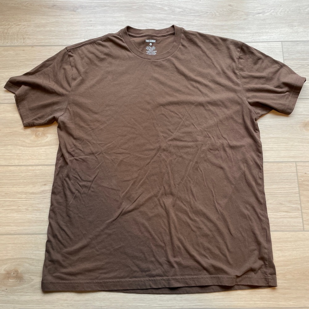 True Classic Mens XL Brown Short Sleeve Crew Neck Cotton Blend T-Shirt T-Shirt